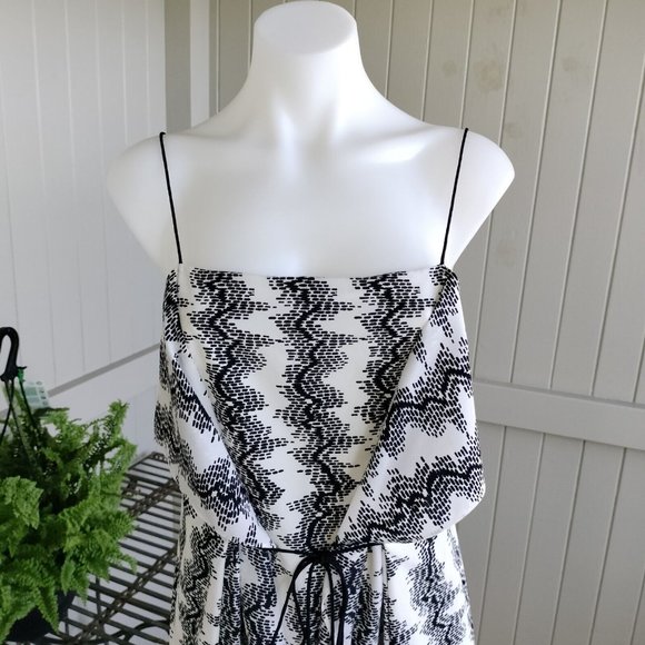 Country Road Size 10 Dress White Black A Line Ruffle Abstract Tie Waist Cocktail - Picture 5 of 13